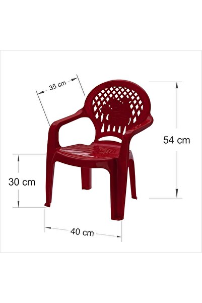 M3DECORİUM Kırmızı Çocuk Bebek Anaokulu Kreş İlkokul Mama Tv Yemek Oyun Sandalyesi Koltuğu Taburesi Oturak