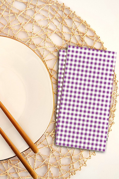 Ake Kağıt Purple Plaid Patterned Paper Napkin - 33x33 Cm, 2 Layers, 100 Pieces