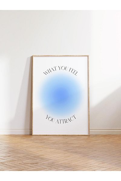 Postifull Aura Series NO:58 - Μπλε αφίσα χωρίς πλαίσιο, άγγελος με αριθμό 'Τι αισθάνεστε που προσελκύετε'