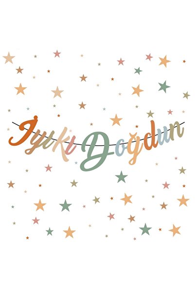 Big Party Kaligrafi Banner İyi Ki Doğdun Retro Karışık