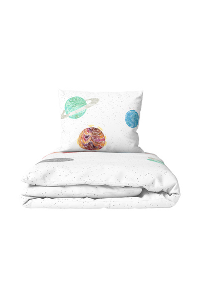 Casadora Baby Space Planet Single Children's Duvet Cover Set - 100% Cotton and Satin