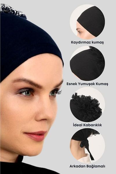 senmasy 2 Pieces Anti-Slip Knob Lace Ruffle Bonnet