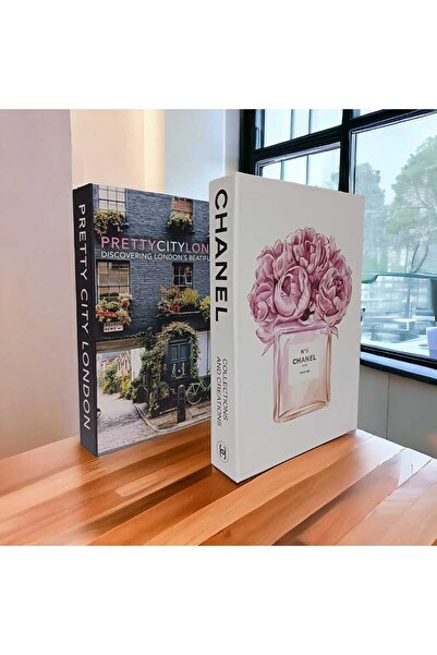 NariHome مجموعة علب كتب مزخرفة مكونة من قطعتين