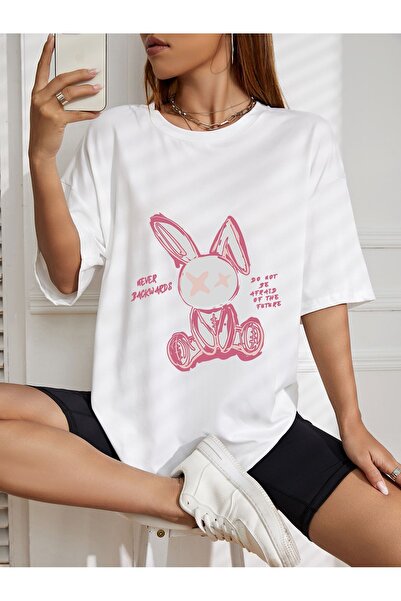 LAND MODA Μπλουζάκι με στάμπα Rabbit Oversize