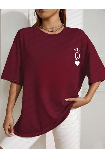 LAND MODA Queen Printed Oversize T-Shirt
