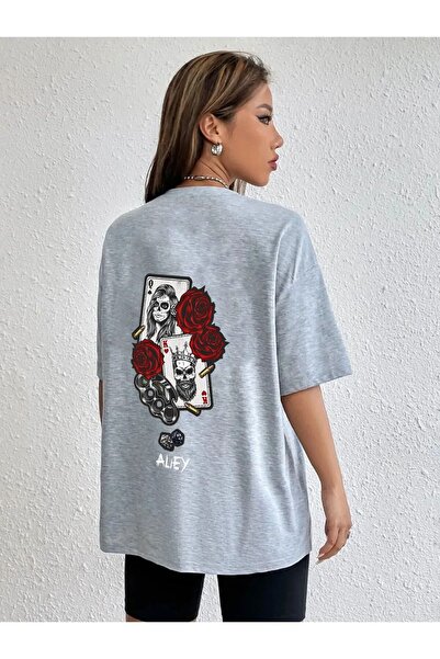 LAND MODA Women's Playing Card Printed t-shirt