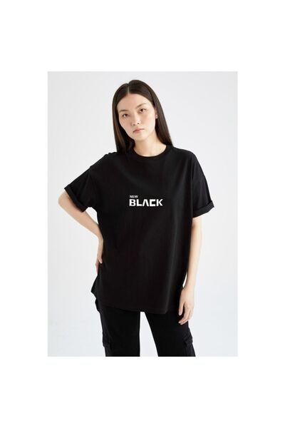 LOTS MODA Μαύρο μπλουζάκι Unisex με στάμπα
