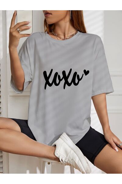 LAND MODA Tricou oversize cu imprimeu Xoxo
