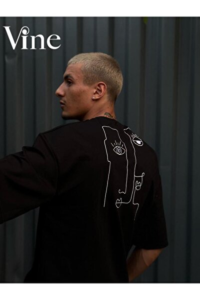 LAND MODA Tricou de calitate oversize brodat Lonely Face