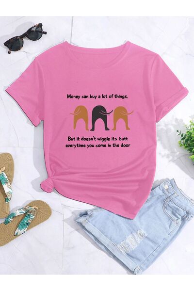 LOTS MODA Μπλουζάκι με στάμπα μεγάλου μεγέθους - "Money Can Buy A Lot of Things"
