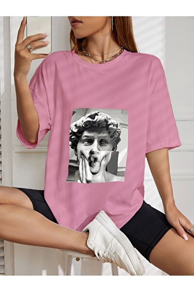 LAND MODA μπλουζάκι με στάμπα David of Michelangelo oversize