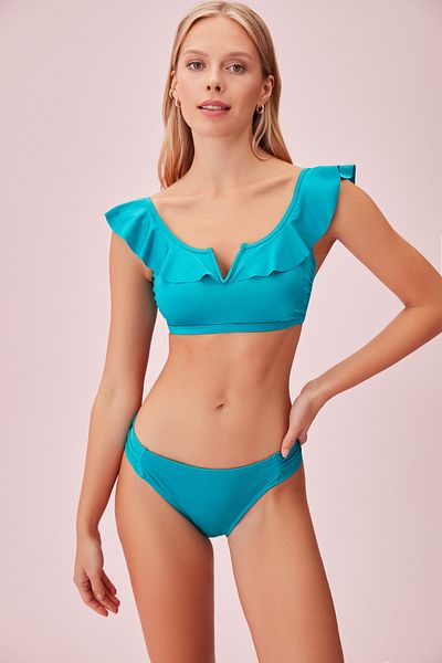 SUWEN Bikinihose mit seitlichen Plissees