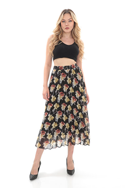 SORALLİNE Fusta de damă din șifon Empire Plisoley model Big Rose 786