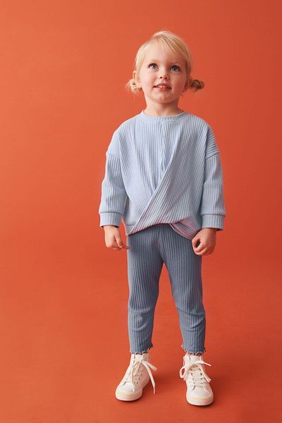 Next Baby Blue Corded Cotton Long Sleeve Suit Set