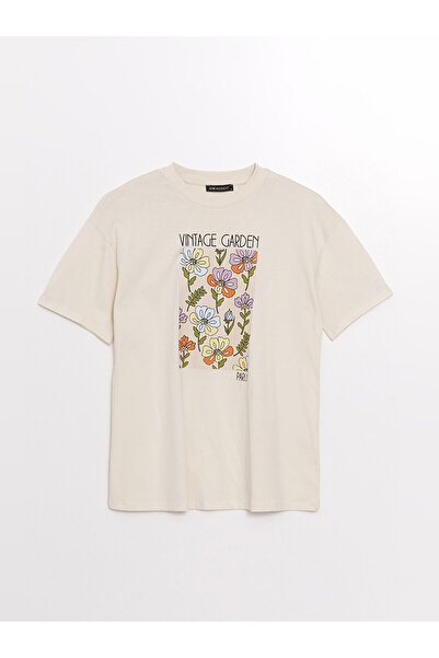 LC Waikiki Dámské tričko s krátkým rukávem s potiskem Crew Neck