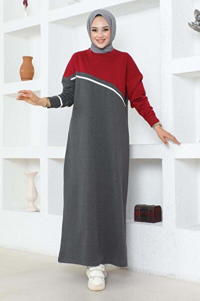 MG Λεπτομερές αθλητικό φόρεμα με ρίγες ANTHRACITE