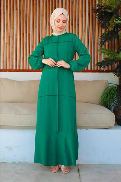 SGS Emerald Green Stitching Detailed Model Dress