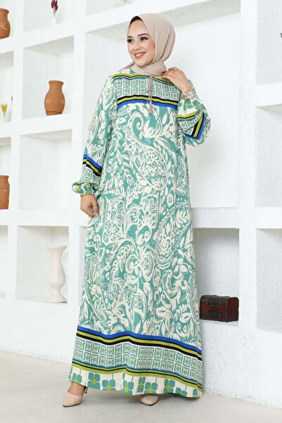 SGS Πράσινο φόρεμα βισκόζης - Λεπτομέρεια με φούντα