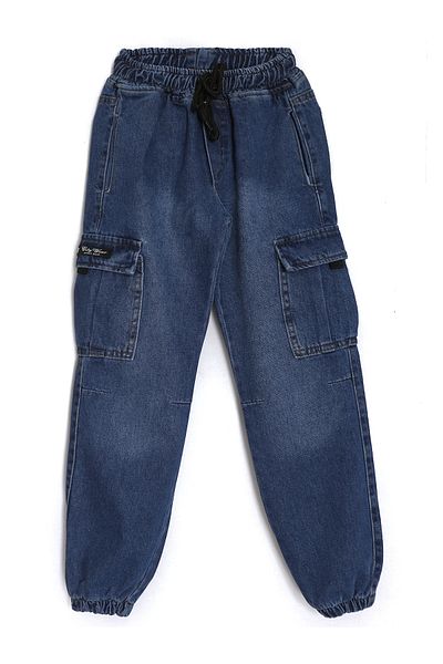 DobaKids 10-14 Years Girl's Jeans - Loose Cut, Navy Blue, Lace-up Waist