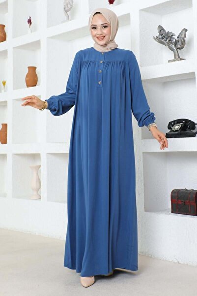 SGS Φόρεμα από βισκόζη - Μισό κουμπωτό, INDIGO