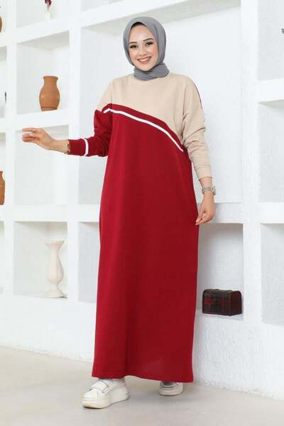 Genel Markalar Şerit Detaylı Spor Elbise  BORDO