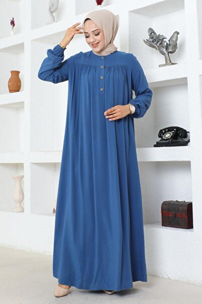 SGS Φόρεμα από βισκόζη - Μισό κουμπωτό, INDIGO