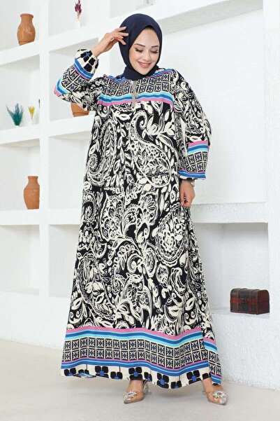 SGS Φόρεμα από βισκόζη ΣΚΟΥΡΟ ΜΠΛΕ - Λεπτομέρεια με φούντα