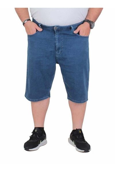 Starbattal Τζιν Κάπρι Lycra Plus Size - Πέντε τσέπες, ΜΠΛΕ 11911
