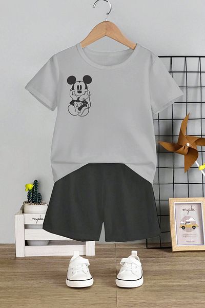 MYADA Miki Printed Children's Set - Crew Neck, Elastic Shorts, Set of 2 10045