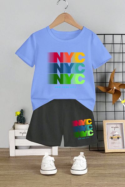 MYADA Set 2 piese pentru copii imprimat NYC New York City - Gât crew 19963