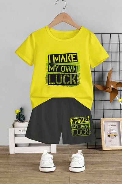 MYADA 19920 Model Kids Set - Crew Neck, "I Make My Own Luck" Printed, Set of 2