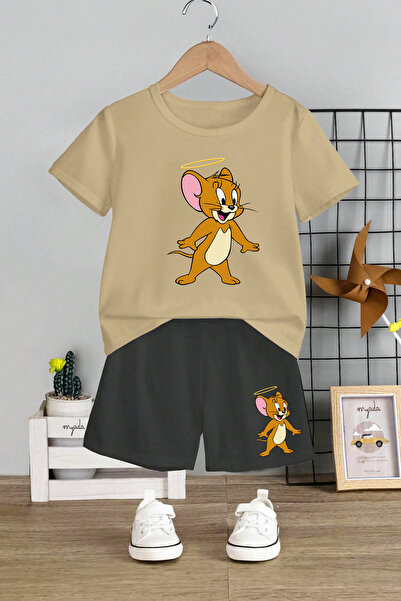 MYADA Jerry Cartoon nyomtatott 2 részes gyerek szett - Crew nyakú, elasztikus rövidnadrág, 12439