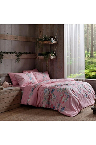 Taç Ranforce Pamuklu Tek Kişilik Nevresim Takımı Pembe