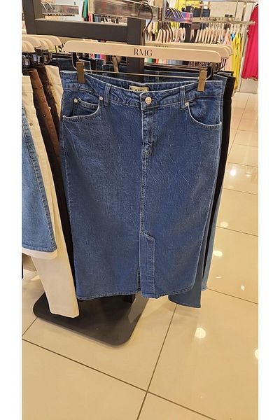RMG Blue Slit Large Size Denim Skirt