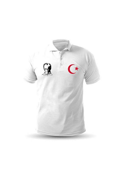 Teknik Μπλουζάκι με γιακά πόλο ATATÜRK - Μισοφέγγαρο με στάμπα