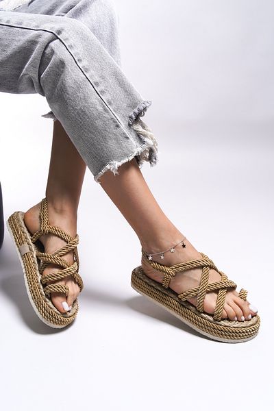 Riccon Edlivren Goldfarbene Sandalen für Damen0012101