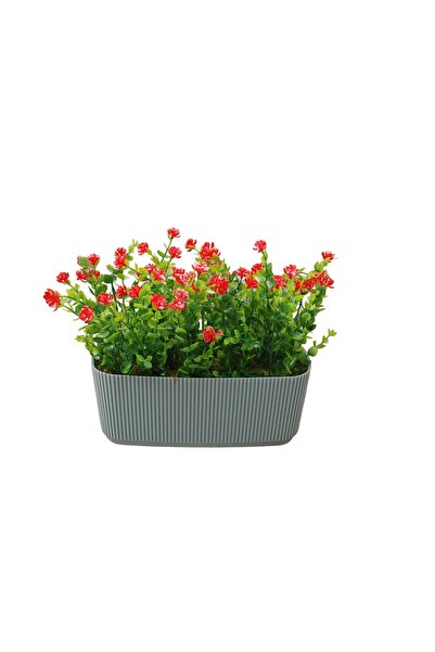 Cennet Home Çiçekli şimşir küpeşte askılı mint yeşili balkon saksıda yapay çiçek
