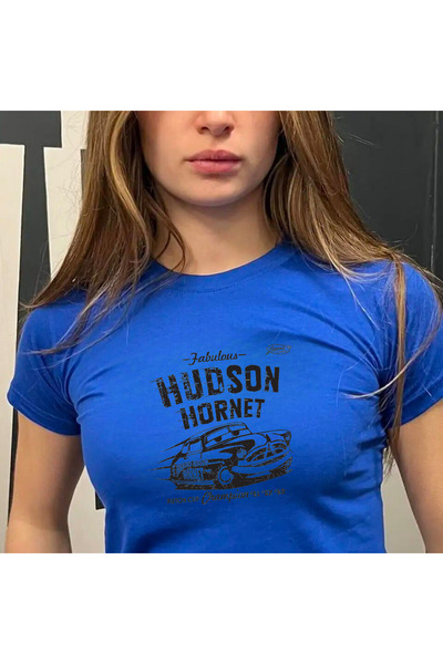 Violon Blue Hudson Hornet Model Women's Crop Body T-Shirt