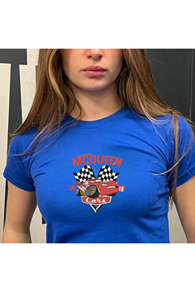 Violon Γυναικείο μπλουζάκι Blue Cars Racing Mcquenn Model Crop Body