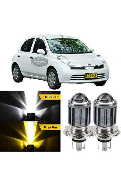 ŞüsCarOto Aksesuar Nissan Micra 2002-2010 Uyumlu Mercekli Far Ampulü Led Xeno...