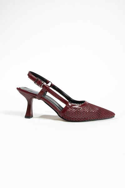 DUXAL SHOES Berlin Mesh - Open Back Heeled Shoes with Pointed Toe and Buckle Detail