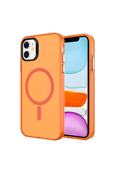 UnDePlus Apple iPhone 11 Kılıf  Magsafe Şarj Özellikli Buzlu Transparan C-Pro Sert Kapak