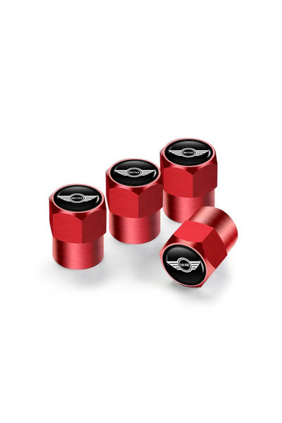 İKTUNING MINI COOPER LOGOLU ALÜMİNYUM KAPLAMA 4 ADET SİBOP KAPAK (KIRMIZI)