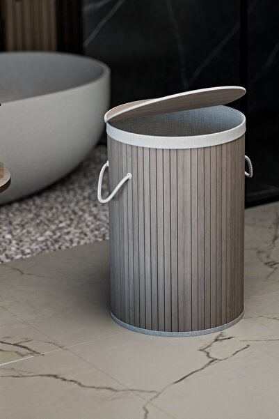 Çavdar Group Bambu Katlanır Kirli Çamaşır Sepeti Mega Boy Yuvarlak Çamaşır Se...