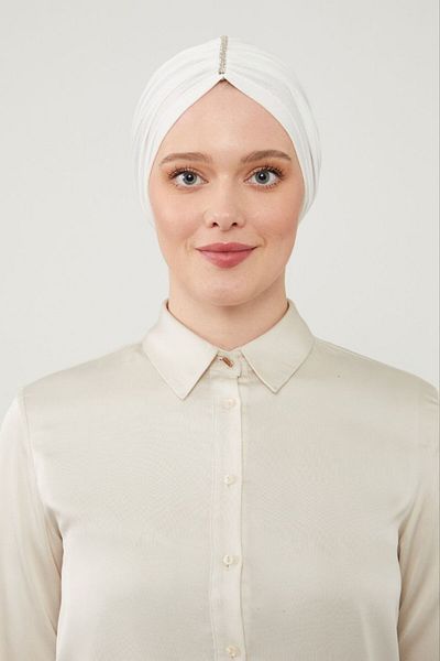 Melodi Scarf Γυναικείο εξωτερικό καπό Hijab White Stone