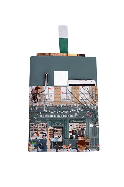 HRS حقيبة كتب متعددة الأغراض منقوشة وجيب قابل للغسل مقاس 20 × 25 سم