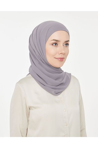 Melodi Scarf Σκούρο γκρι σάλι σιφόν - Πρακτικό σωληνωτό καπό έτοιμο χιτζάμπ