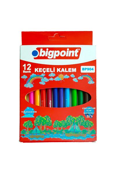 Bigpoint Set of 12 Felt Tip Pens - Cardboard Boxed