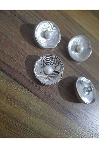 Beyna Pearl Model Silver Plated Metal Button - 23 mm, 1 Pack, 4 Pieces