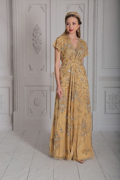 GATSBYLADY LONDON جاردينيا - فستان مطرز يدويًا مزين بالأحجار والترتر